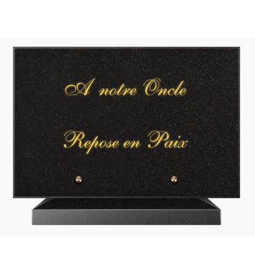 PLAQUE FUNÉRAIRE GRANIT NOIR MARLIN 20x30 SUR SOCLE TF5018-01