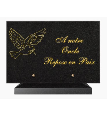 PLAQUE FUNÉRAIRE GRANIT NOIR MARLIN 20x30 SUR SOCLE TF5018-02