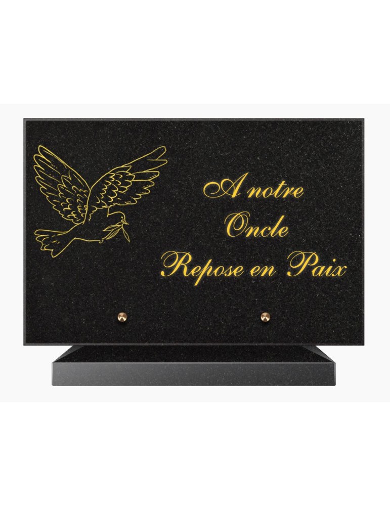 PLAQUE FUNÉRAIRE GRANIT NOIR MARLIN 20x30 SUR SOCLE TF5018-02