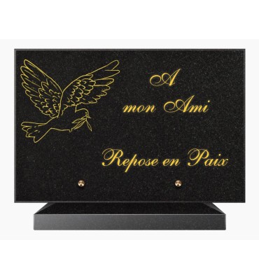 PLAQUE FUNÉRAIRE GRANIT NOIR MARLIN 20x30 SUR SOCLE TF5019-02