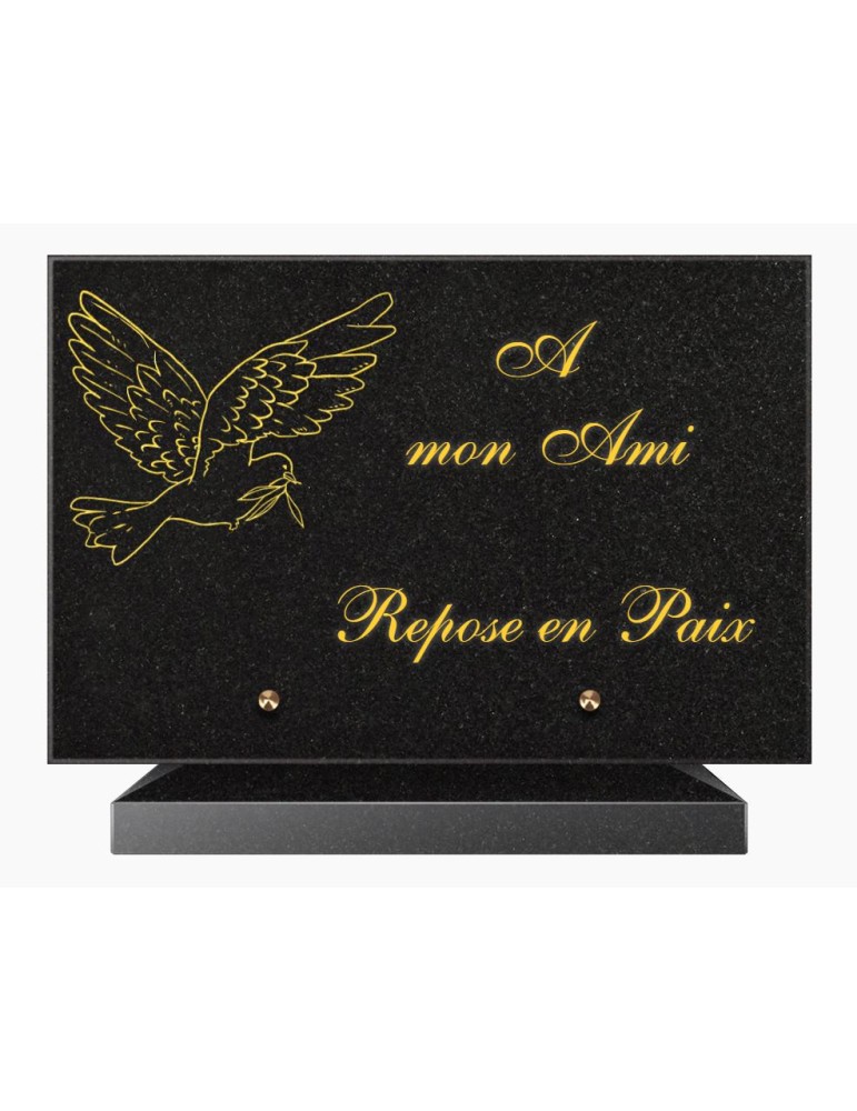 PLAQUE FUNÉRAIRE GRANIT NOIR MARLIN 20x30 SUR SOCLE TF5019-02