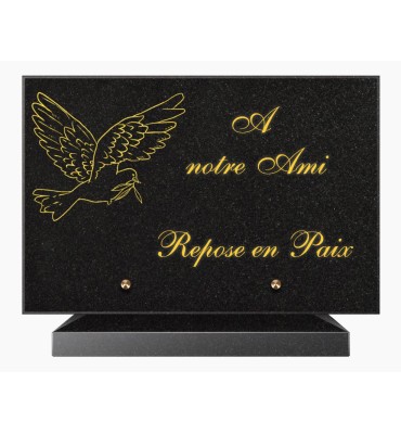 PLAQUE FUNÉRAIRE GRANIT NOIR MARLIN 20x30 SUR SOCLE TF5020-02