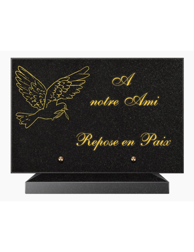 PLAQUE FUNÉRAIRE GRANIT NOIR MARLIN 20x30 SUR SOCLE TF5020-02