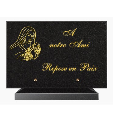 PLAQUE FUNÉRAIRE GRANIT NOIR MARLIN 20x30 SUR SOCLE TF5020-03