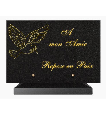 PLAQUE FUNÉRAIRE GRANIT NOIR MARLIN 20x30 SUR SOCLE TF5021-02