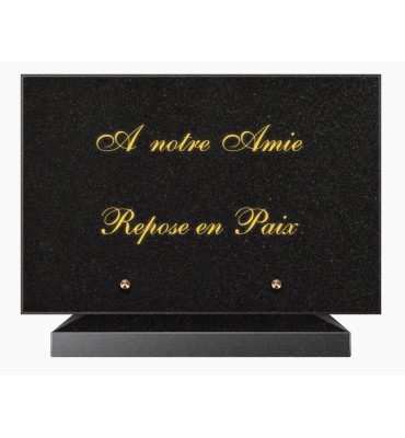 PLAQUE FUNÉRAIRE GRANIT NOIR MARLIN 20x30 SUR SOCLE TF5022-01