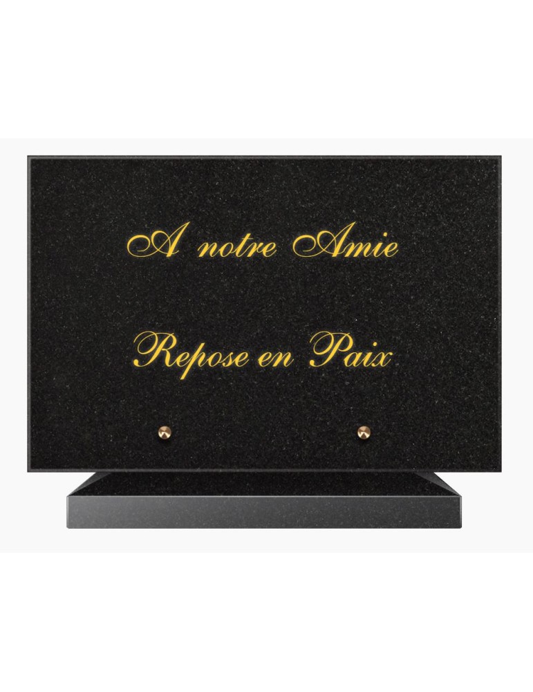 PLAQUE FUNÉRAIRE GRANIT NOIR MARLIN 20x30 SUR SOCLE TF5022-01