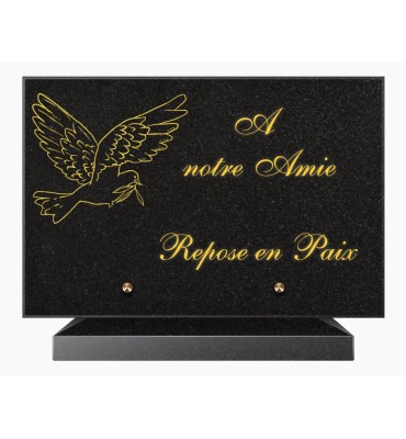 PLAQUE FUNÉRAIRE GRANIT NOIR MARLIN 20x30 SUR SOCLE TF5022-02