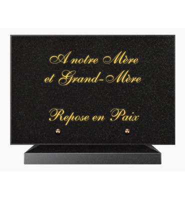 PLAQUE FUNÉRAIRE GRANIT NOIR MARLIN 20x30 SUR SOCLE TF5023-01