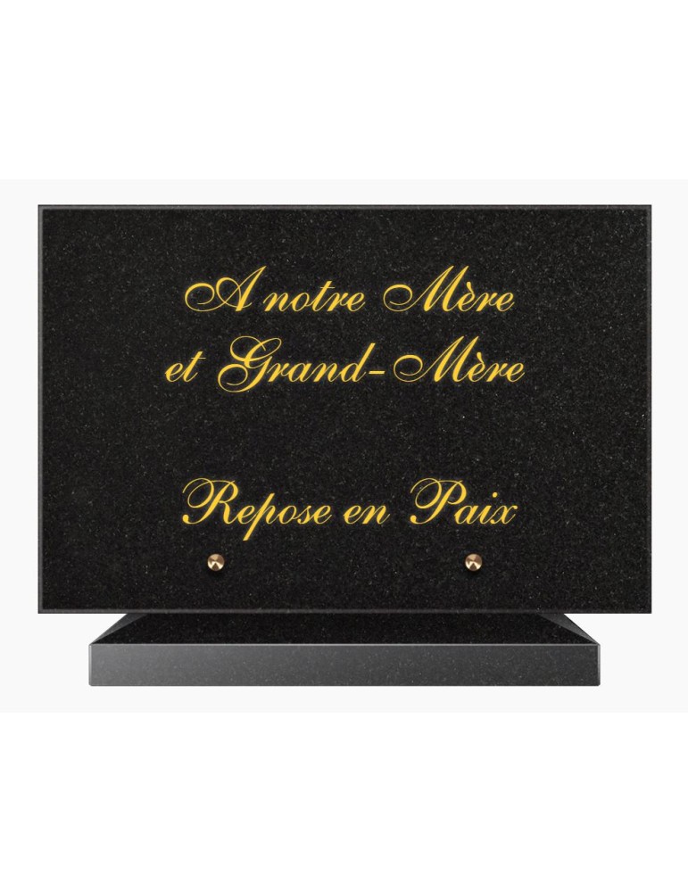 PLAQUE FUNÉRAIRE GRANIT NOIR MARLIN 20x30 SUR SOCLE TF5023-01