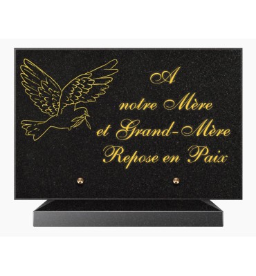 PLAQUE FUNÉRAIRE GRANIT NOIR MARLIN 20x30 SUR SOCLE TF5023-02