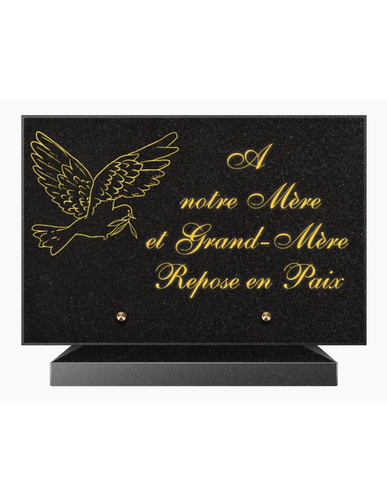 PLAQUE FUNÉRAIRE GRANIT NOIR MARLIN 20x30 SUR SOCLE TF5023-02