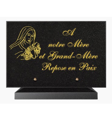 PLAQUE FUNÉRAIRE GRANIT NOIR MARLIN 20x30 SUR SOCLE TF5023-03