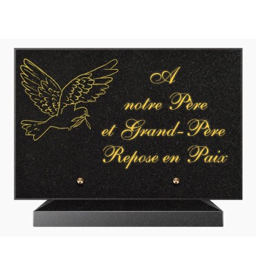 PLAQUE FUNÉRAIRE GRANIT NOIR MARLIN 20x30 SUR SOCLE TF5024-02