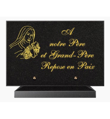 PLAQUE FUNÉRAIRE GRANIT NOIR MARLIN 20x30 SUR SOCLE TF5024-03