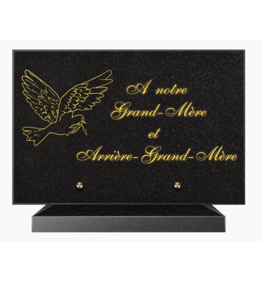 PLAQUE FUNÉRAIRE GRANIT NOIR MARLIN 20x30 SUR SOCLE TF5025-02