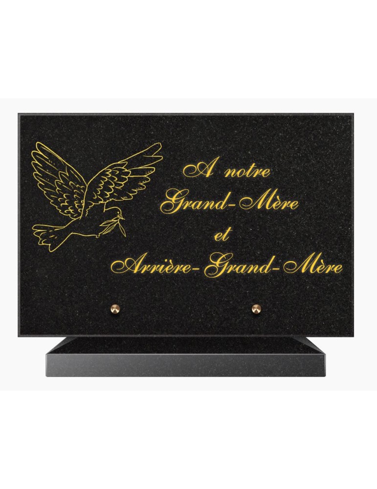 PLAQUE FUNÉRAIRE GRANIT NOIR MARLIN 20x30 SUR SOCLE TF5025-02