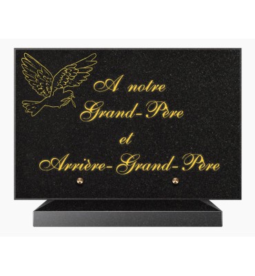 PLAQUE FUNÉRAIRE GRANIT NOIR MARLIN 20x30 SUR SOCLE TF5026-02