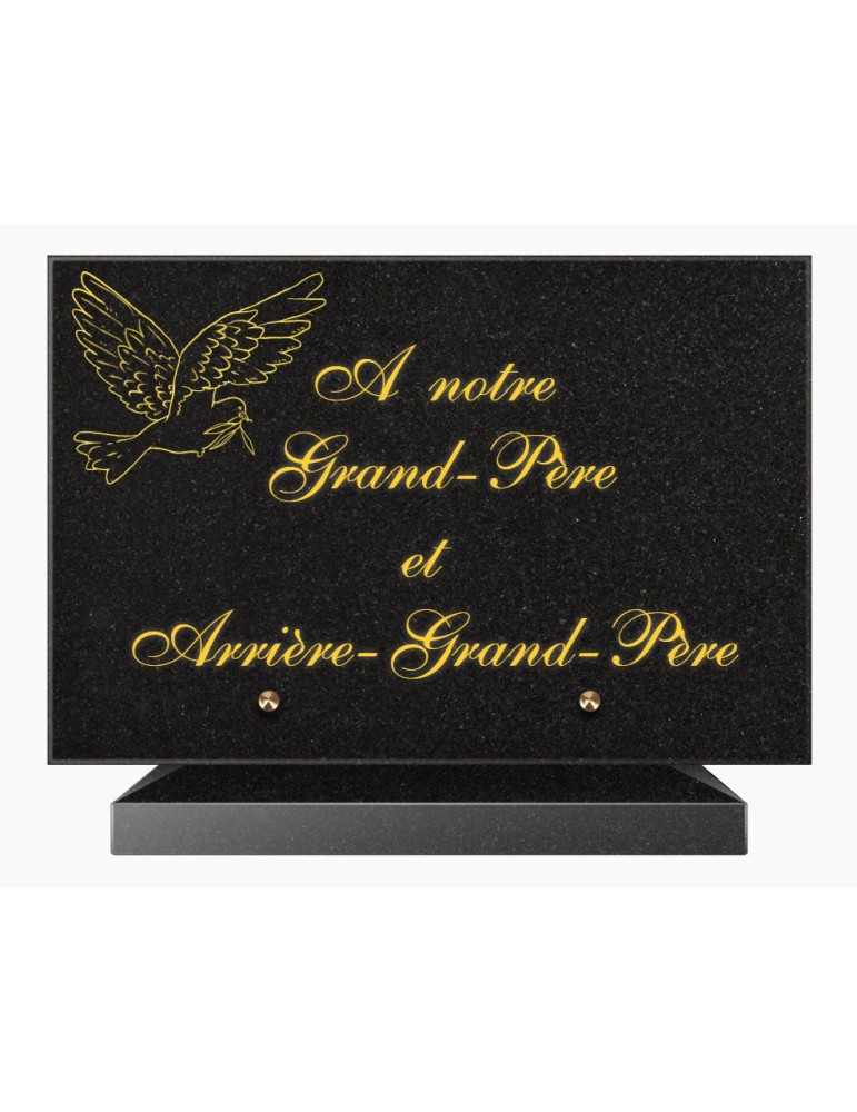 PLAQUE FUNÉRAIRE GRANIT NOIR MARLIN 20x30 SUR SOCLE TF5026-02