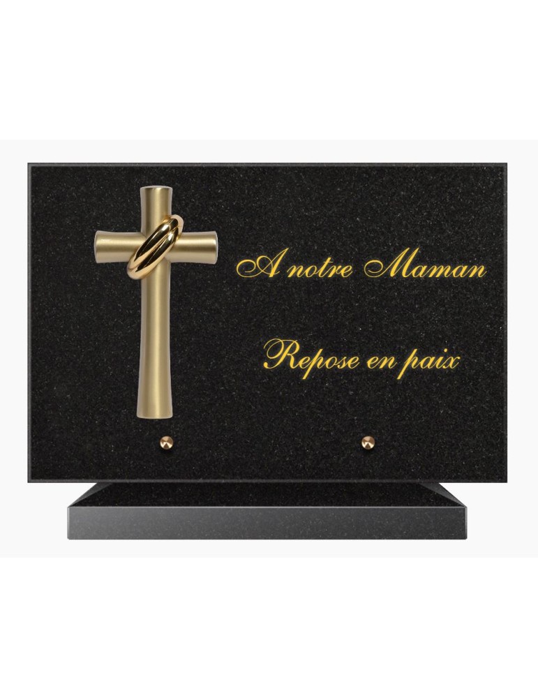 PLAQUE FUNÉRAIRE GRANIT NOIR MARLIN 20x30 SUR SOCLE TF5006-04