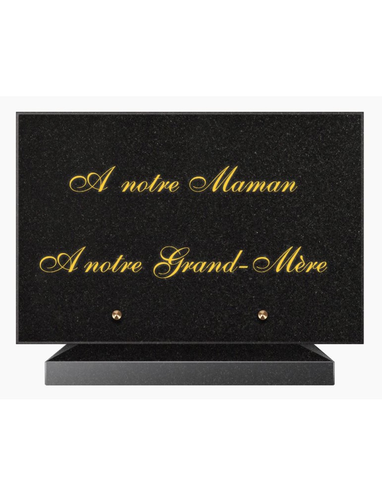 PLAQUE FUNÉRAIRE GRANIT NOIR MARLIN 20x30 SUR SOCLE TF5006B-01