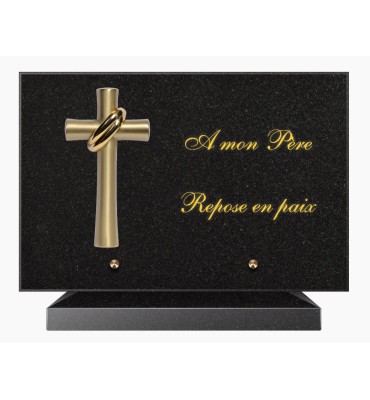 PLAQUE FUNÉRAIRE GRANIT NOIR MARLIN 20x30 SUR SOCLE TF5009-04