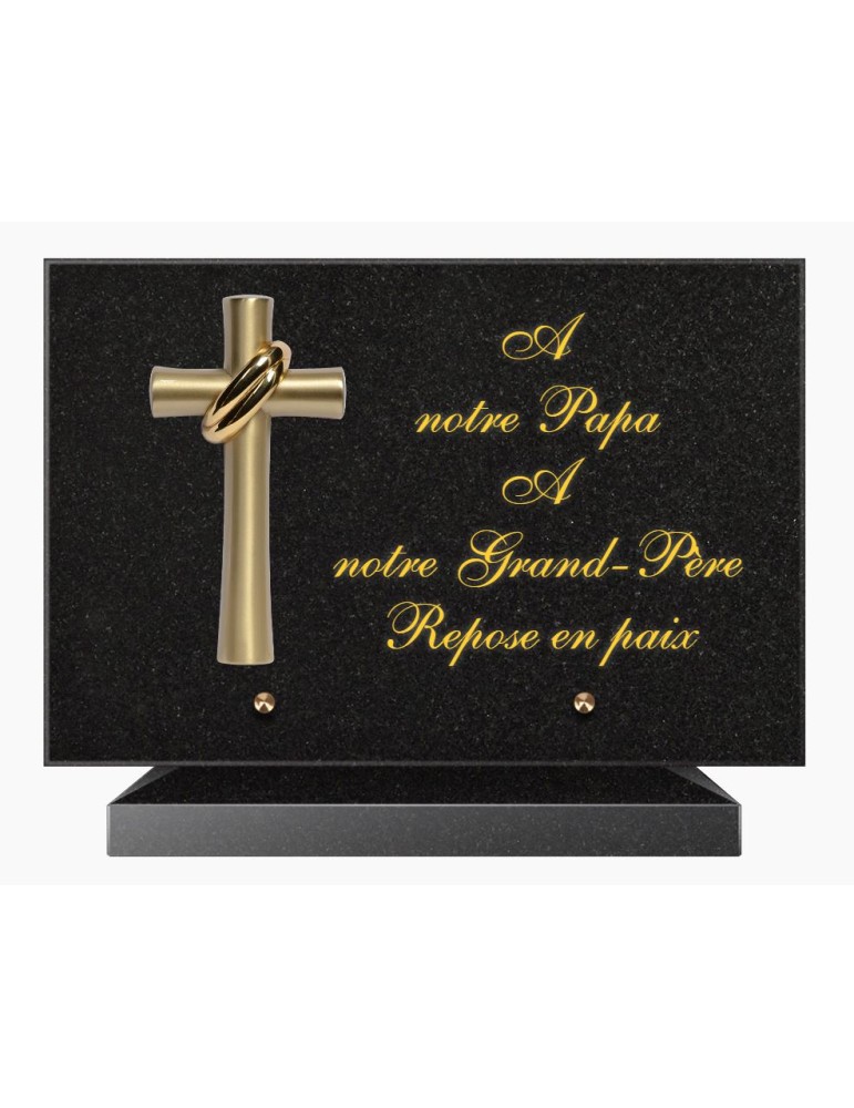 PLAQUE FUNÉRAIRE GRANIT NOIR MARLIN 20x30 SUR SOCLE TF5010Q-04