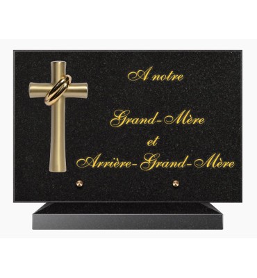 PLAQUE FUNÉRAIRE GRANIT NOIR MARLIN 20x30 SUR SOCLE TF5025-04