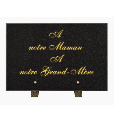 PLAQUE FUNÉRAIRE GRANIT NOIR MARLIN 20x30 SUR PIEDS TFP6006B-06B