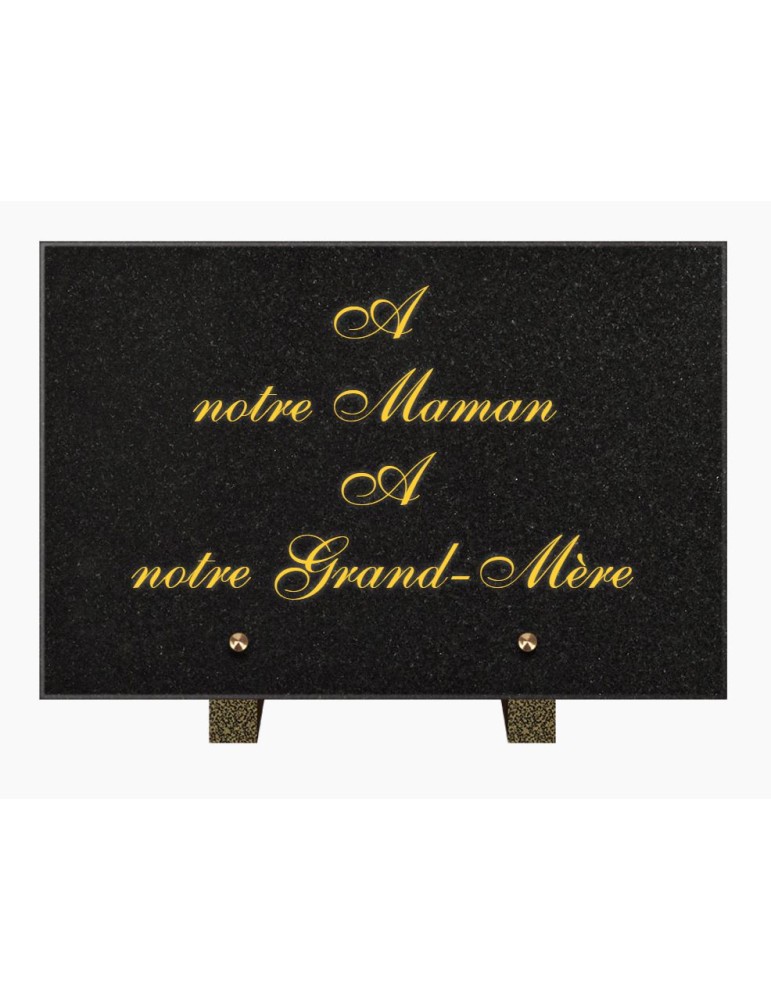 PLAQUE FUNÉRAIRE GRANIT NOIR MARLIN 20x30 SUR PIEDS TFP6006B-06B