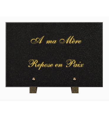 PLAQUE FUNÉRAIRE GRANIT NOIR MARLIN 20x30 SUR PIEDS TFP6007-07