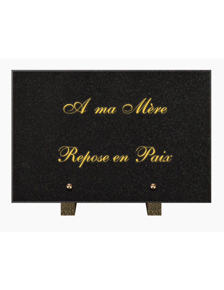 PLAQUE FUNÉRAIRE GRANIT NOIR MARLIN 20x30 SUR PIEDS TFP6007-07