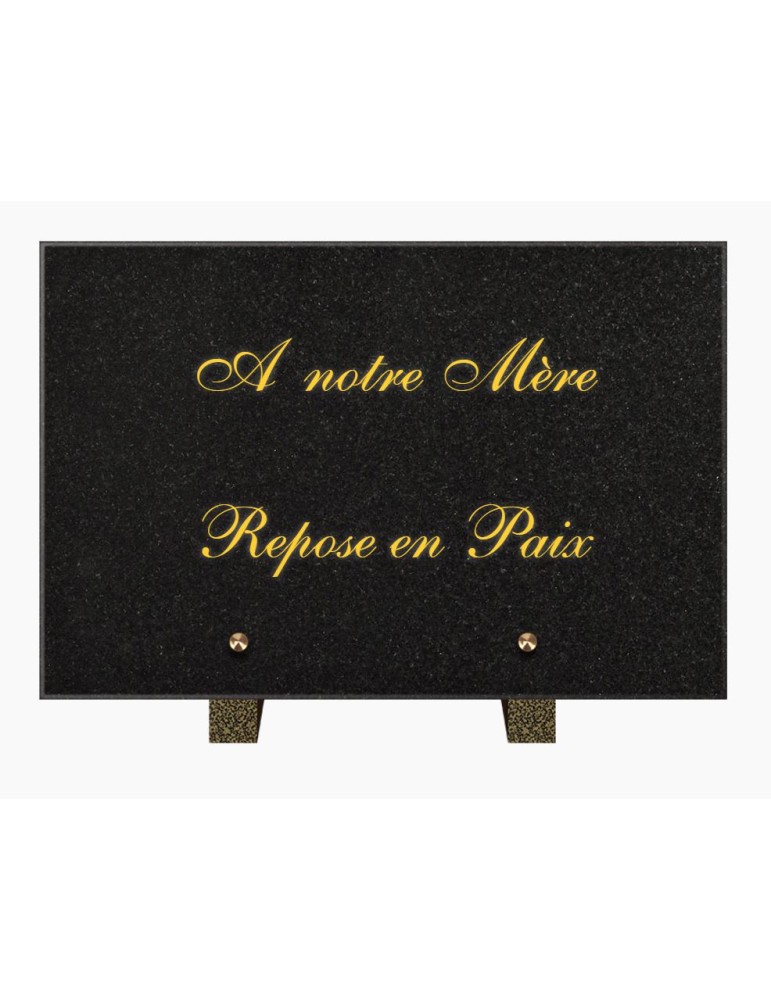 PLAQUE FUNÉRAIRE GRANIT NOIR MARLIN 20x30 SUR PIEDS TFP6008-08