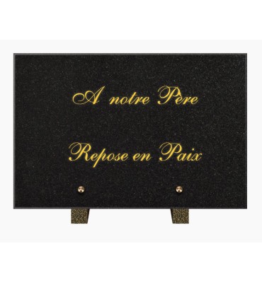 PLAQUE FUNÉRAIRE GRANIT NOIR MARLIN 20x30 SUR PIEDS TFP6010-10