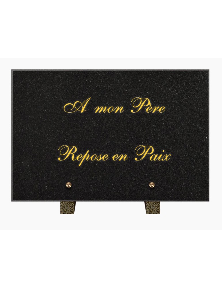 PLAQUE FUNÉRAIRE GRANIT NOIR MARLIN 20x30 SUR PIEDS TFP6009-09