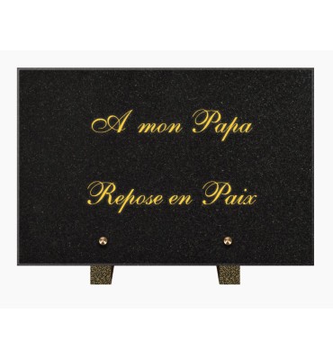 PLAQUE FUNÉRAIRE GRANIT NOIR MARLIN 20x30 SUR PIEDS TFP6010B-10B