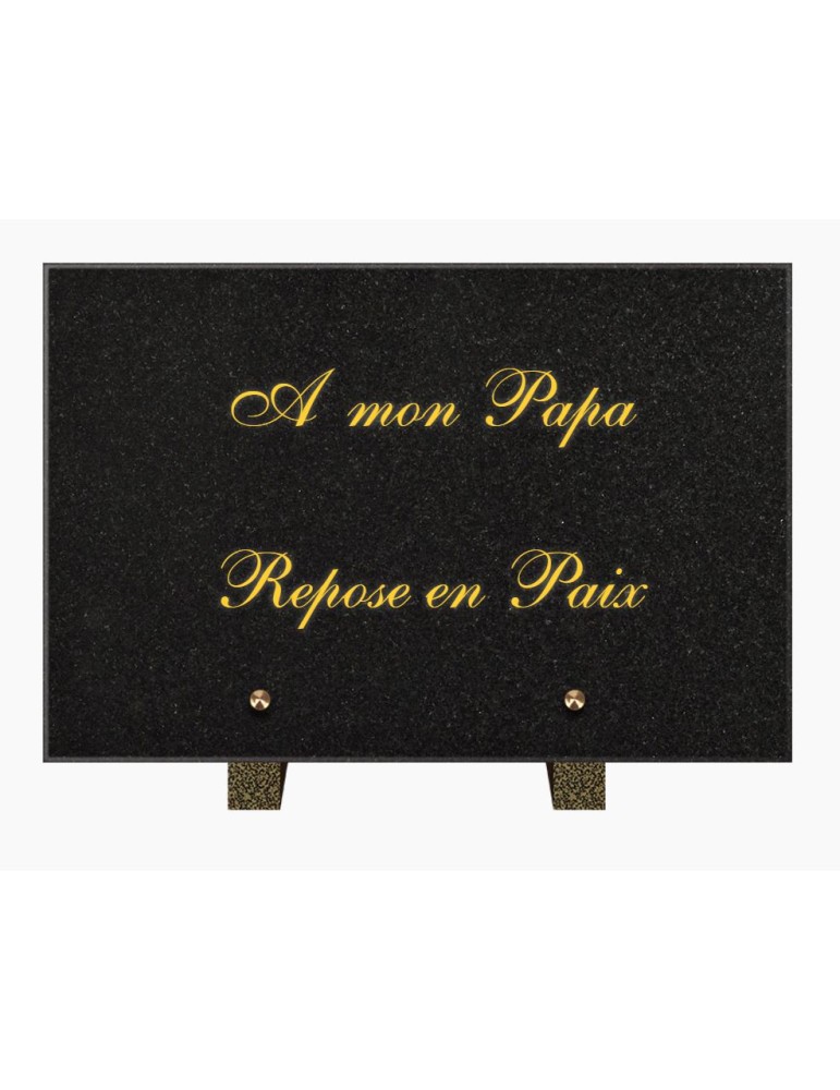 PLAQUE FUNÉRAIRE GRANIT NOIR MARLIN 20x30 SUR PIEDS TFP6010B-10B