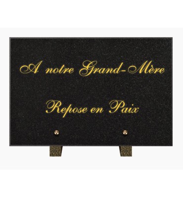 PLAQUE FUNÉRAIRE GRANIT NOIR MARLIN 20x30 SUR PIEDS TFP6012-12