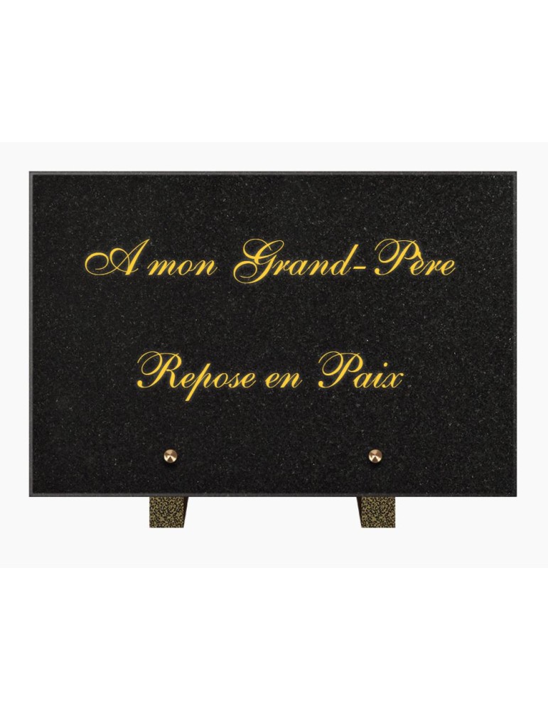 PLAQUE FUNÉRAIRE GRANIT NOIR MARLIN 20x30 SUR PIEDS TFPTFP6013-13