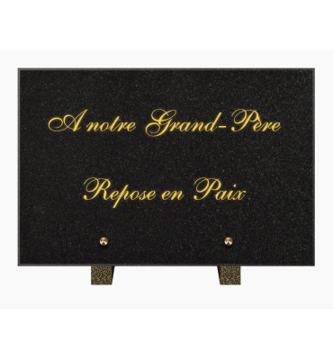 PLAQUE FUNÉRAIRE GRANIT NOIR MARLIN 20x30 SUR PIEDS TFP6014-14