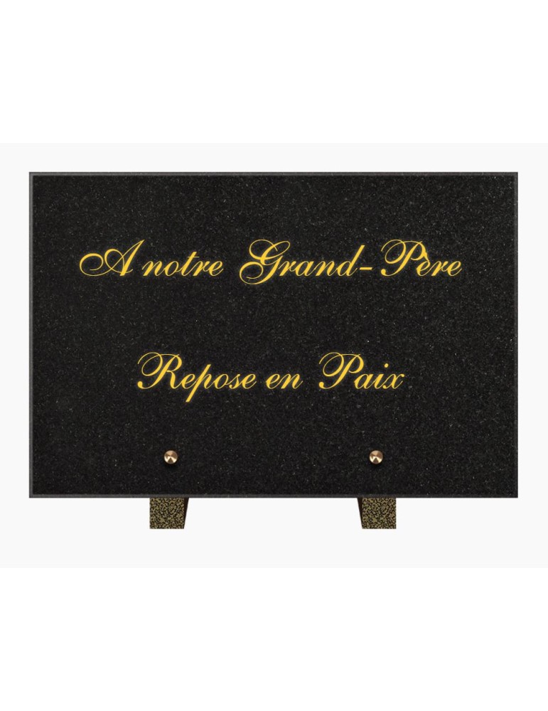 PLAQUE FUNÉRAIRE GRANIT NOIR MARLIN 20x30 SUR PIEDS TFP6014-14