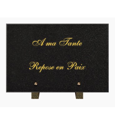 PLAQUE FUNÉRAIRE GRANIT NOIR MARLIN 20x30 SUR PIEDS TFP6015-15