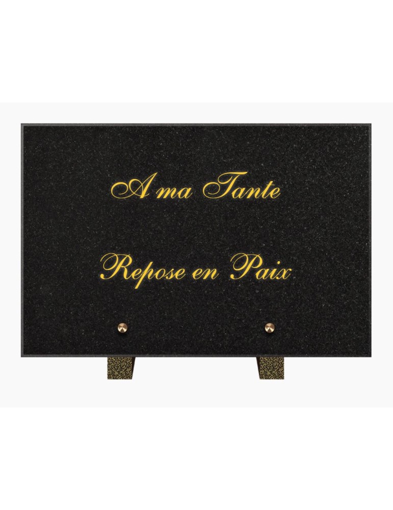 PLAQUE FUNÉRAIRE GRANIT NOIR MARLIN 20x30 SUR PIEDS TFP6015-15