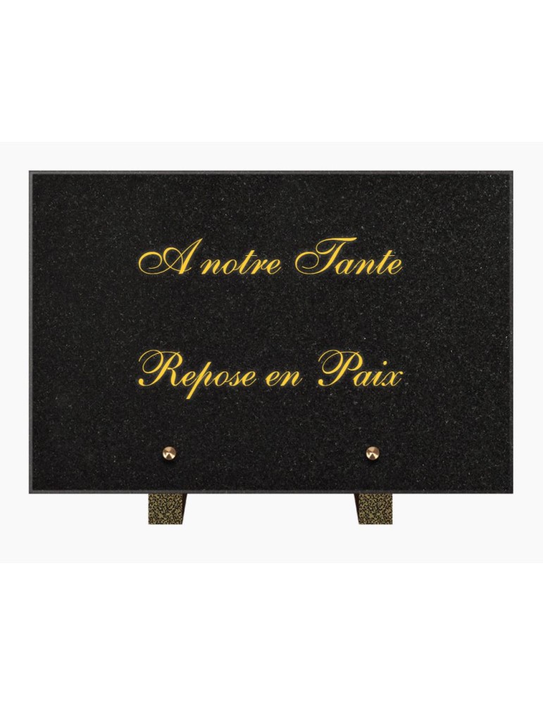 PLAQUE FUNÉRAIRE GRANIT NOIR MARLIN 20x30 SUR PIEDS TFP6016-16