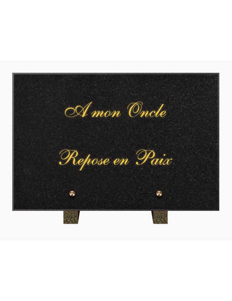 PLAQUE FUNÉRAIRE GRANIT NOIR MARLIN 20x30 SUR PIEDS TFP6017-17