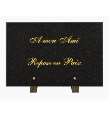 PLAQUE FUNÉRAIRE GRANIT NOIR MARLIN 20x30 SUR PIEDS TFP6019-19