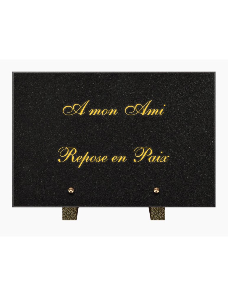 PLAQUE FUNÉRAIRE GRANIT NOIR MARLIN 20x30 SUR PIEDS TFP6019-19