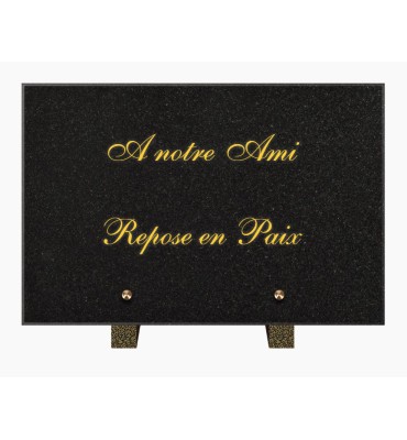 PLAQUE FUNÉRAIRE GRANIT NOIR MARLIN 20x30 SUR PIEDS TFP6020-20