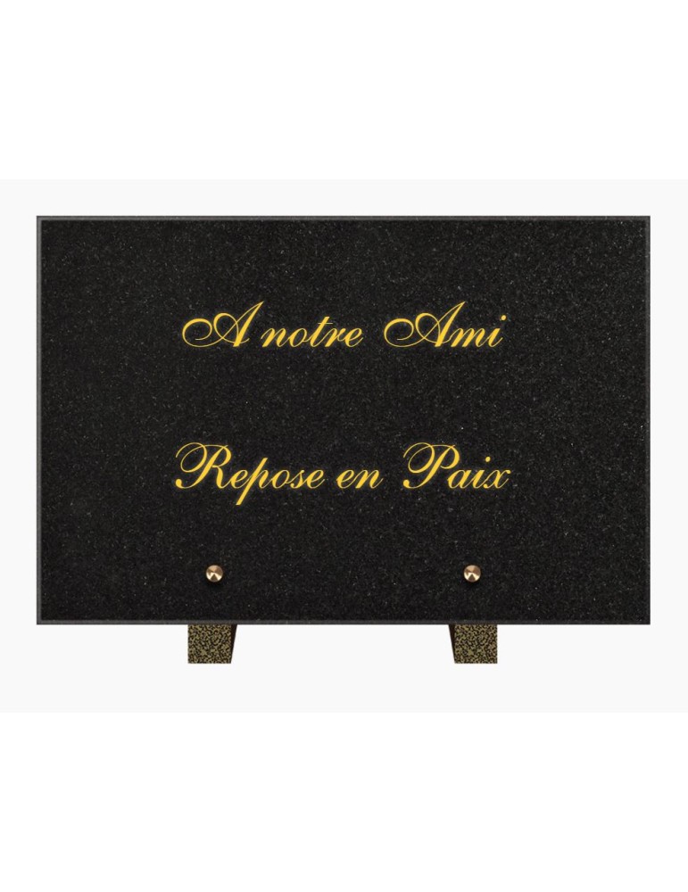 PLAQUE FUNÉRAIRE GRANIT NOIR MARLIN 20x30 SUR PIEDS TFP6020-20