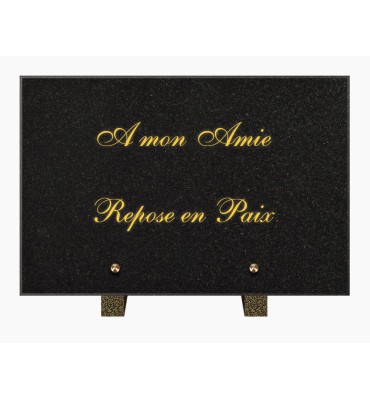 PLAQUE FUNÉRAIRE GRANIT NOIR MARLIN 20x30 SUR PIEDS TFP6021-21